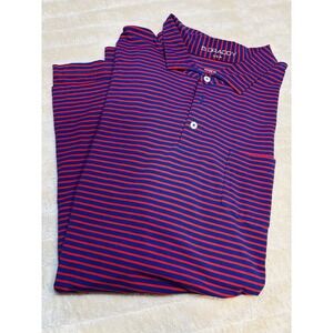 B. Draddy Mens Golf Polo Shirt XXL Pink & Blue Stripe Short‎ Sleeve Rugby